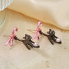 1 Pair Elegant Glam Shiny Cat Inlay Copper Zircon K Gold Plated Rhodium Plated Earrings