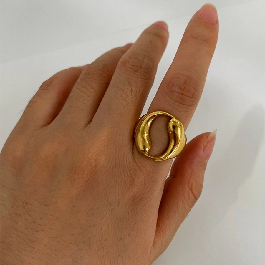 Jewelry Retro French Style IG Style Geometric 316L Stainless Steel  18K Gold Plated Irregular Open Rings