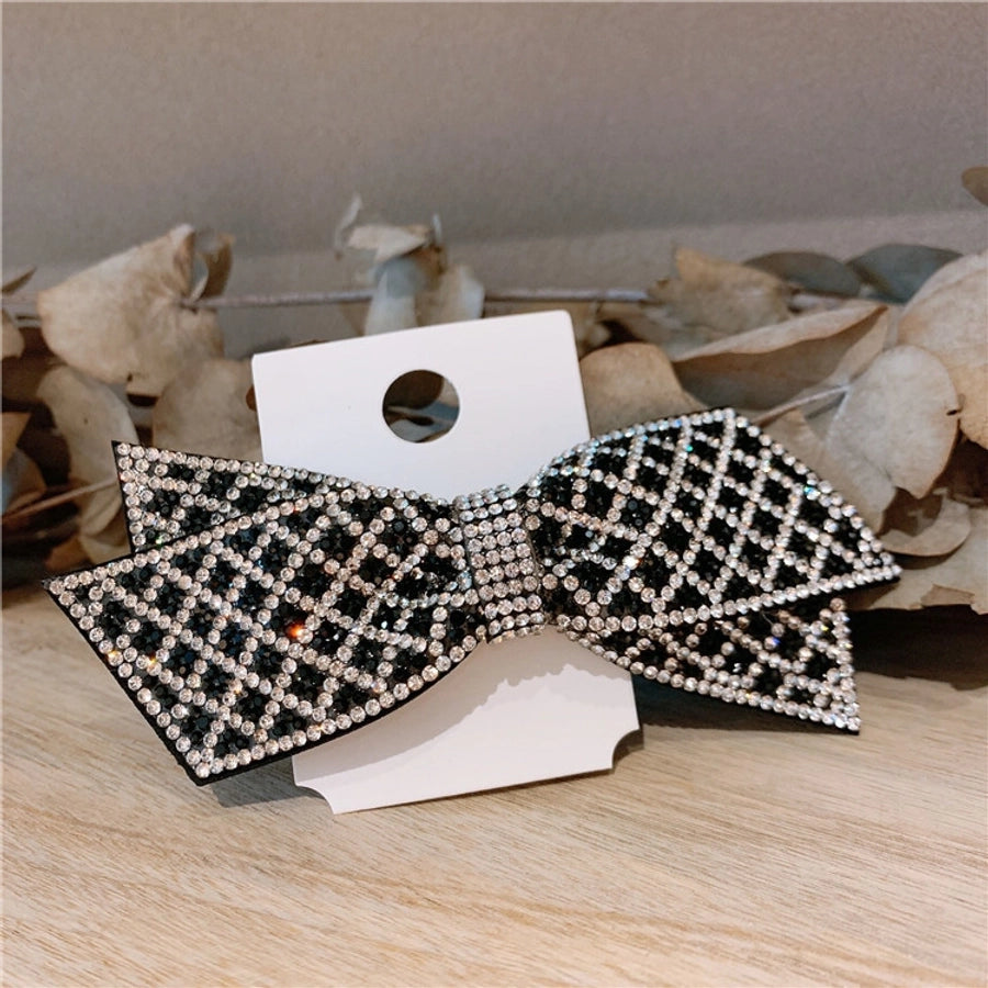 sweet bow knot cloth inlay artificial pearls rhinestones zircon hair clip