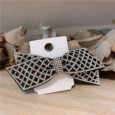 sweet bow knot cloth inlay artificial pearls rhinestones zircon hair clip