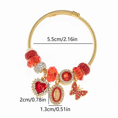 Modern Style Simple Style Geometric Heart Shape 304 Stainless Steel Alloy Artificial Crystal Bangle In Bulk