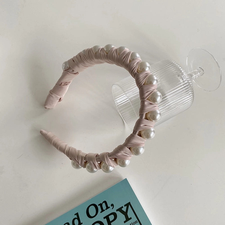 korean winding pearl woven headband