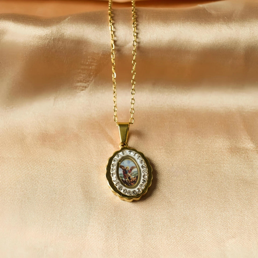 Jewelry Retro Religion Human Virgin Mary 304 Stainless Steel Diamond Plating Pendant Necklace