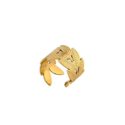 Jewelry Elegant Leaves Titanium Steel Open Rings