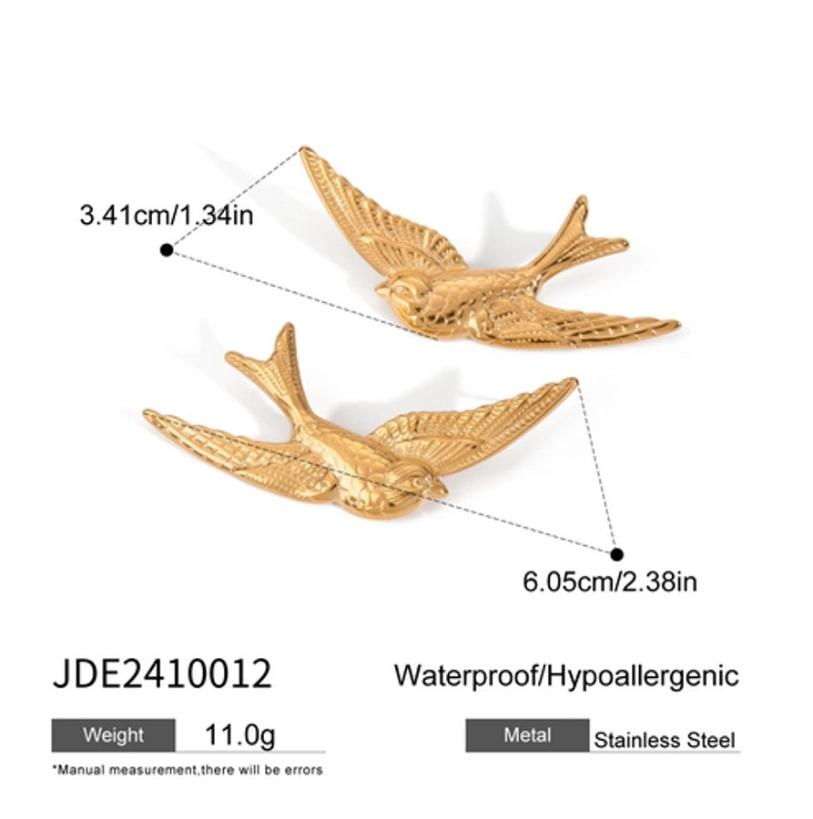 1 Piece 1 Pair Classic Style Swallow 304 Stainless Steel Ear Studs