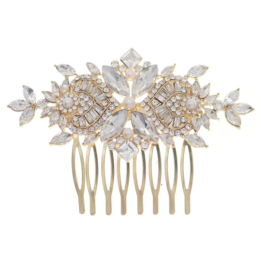 pearl rhinestones simple retro style hair comb bridal combing hair accessories