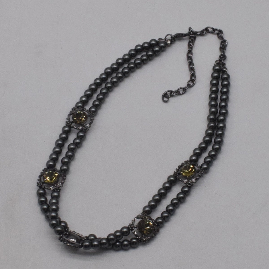 Classic Style Geometric Rhinestones Artificial Pearl Rhinestone  Double Layer Necklaces