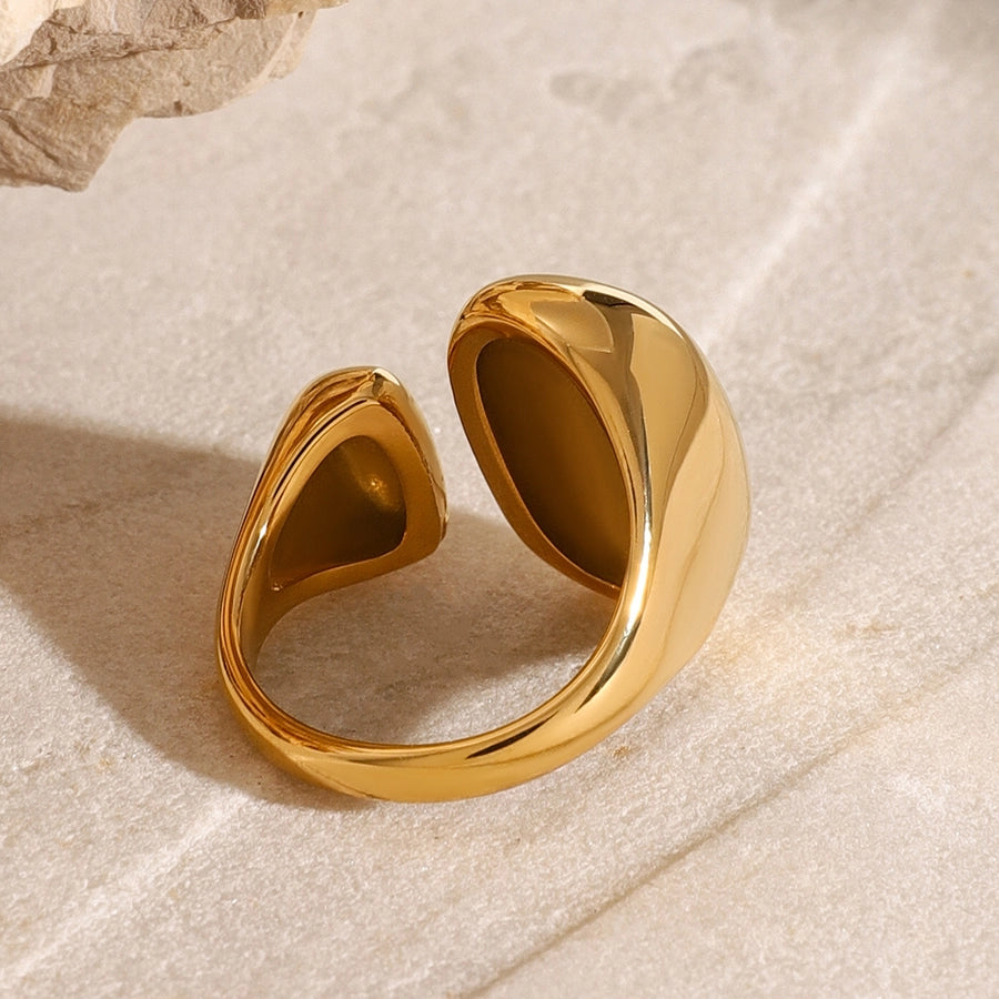 Jewelry Elegant Luxurious Classic Style Solid Color 304 Stainless Steel Open Rings