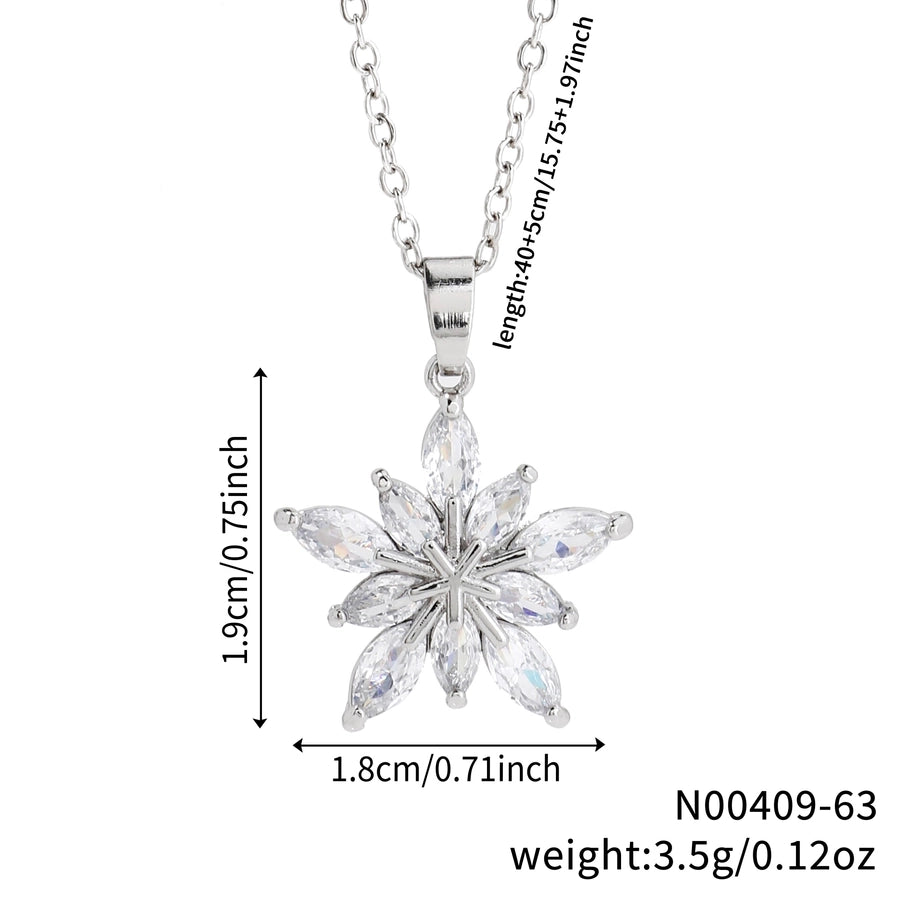 Elegant Personality Fashion Snowflake Suit, 3-Piece Fashion Simple Pendant Necklace and Earrings Suit, Suitable for Daily Wear, Party and Valentine's Day Gifts