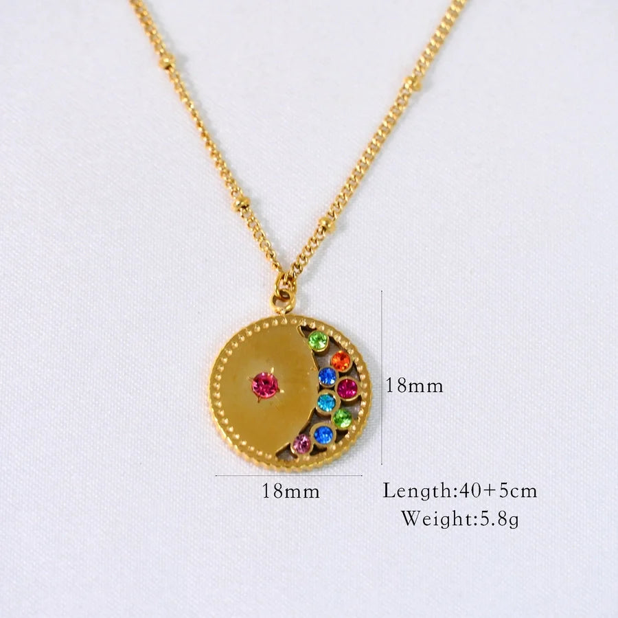 Jewelry Casual Simple Style Streetwear Geometric Titanium Steel Zircon Inlay Pendant Necklace