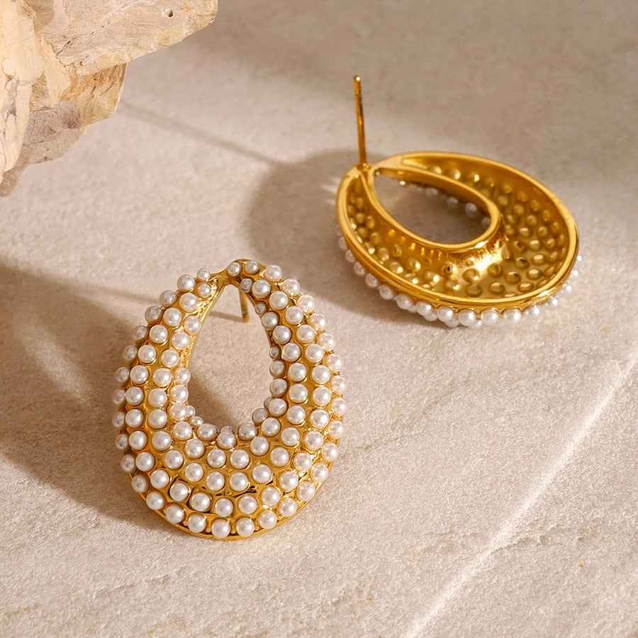 1 Pair Classic Style Water Droplets 304 Stainless Steel Ear Studs