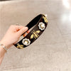 fashion flower bee alloy cloth inlay artificial pearls rhinestones hair band 1 piece