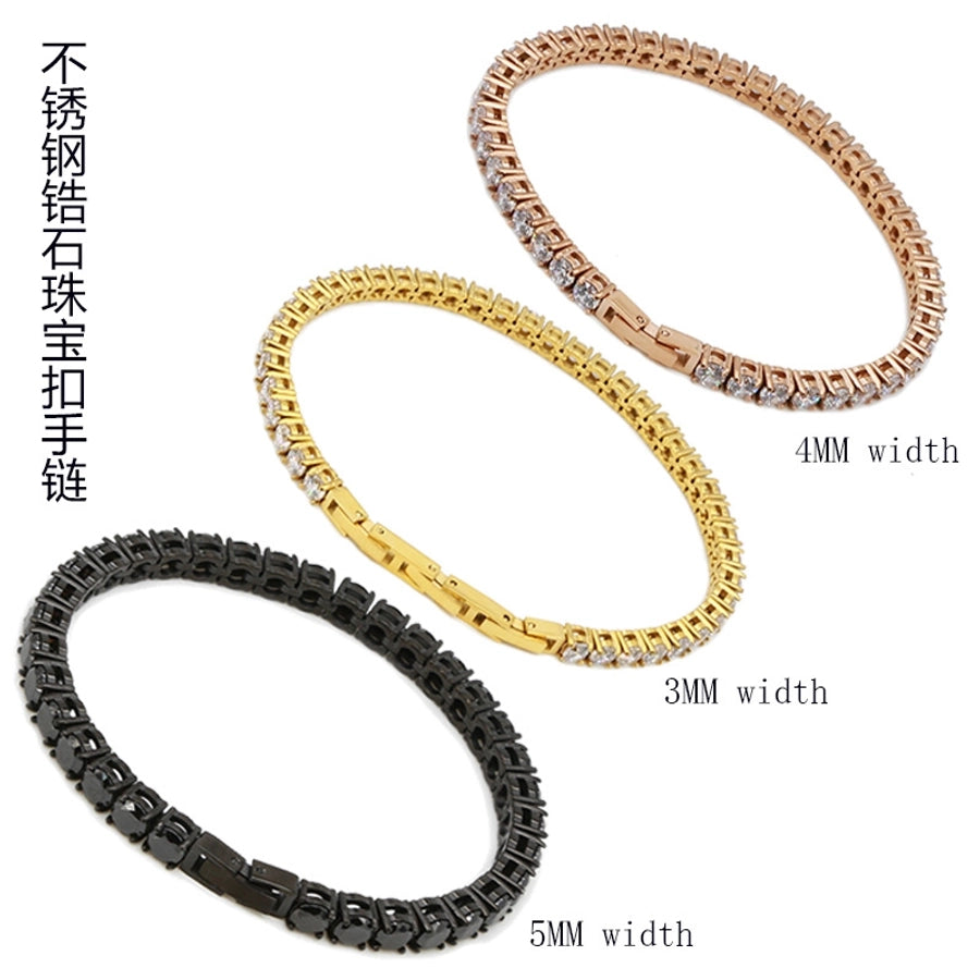Classic Style Geometric Stainless Steel 18K Gold Plated Rose Gold Plated Zircon Tennis Bracelet In Bulk