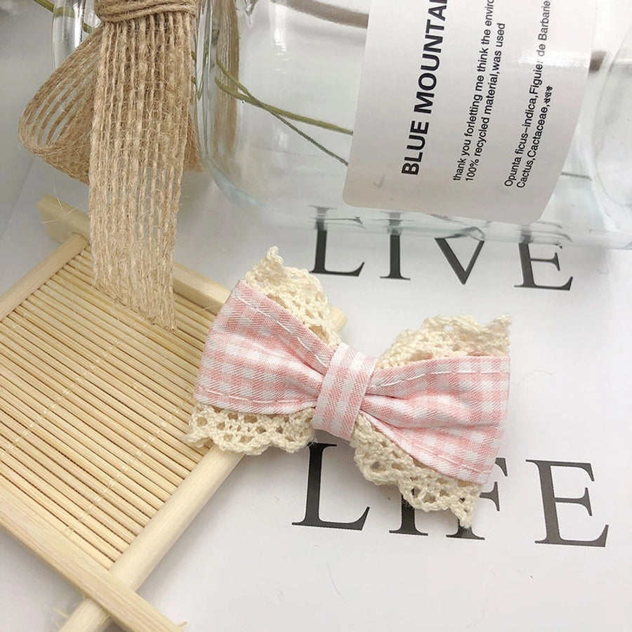 kid's pastoral bow knot cotton lace hair clip