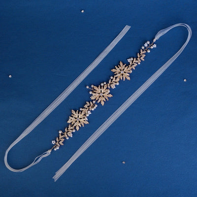 retro flower alloy pearl inlay rhinestones hair band