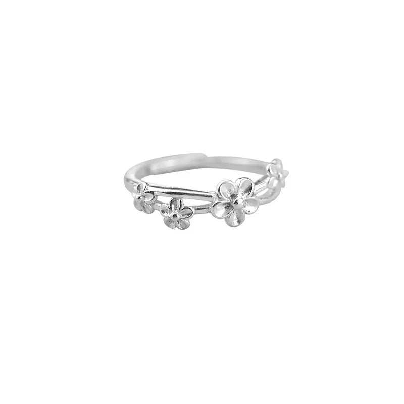 1 Piece 925 Sterling Silver Flower Rings