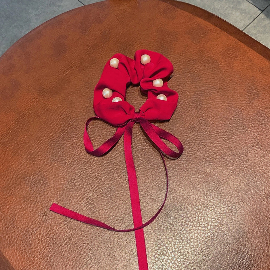 new ins korean style internet influencer pearl ribbon headband bowknot hair ring korean style super fairy adult ribbon hair rope for women