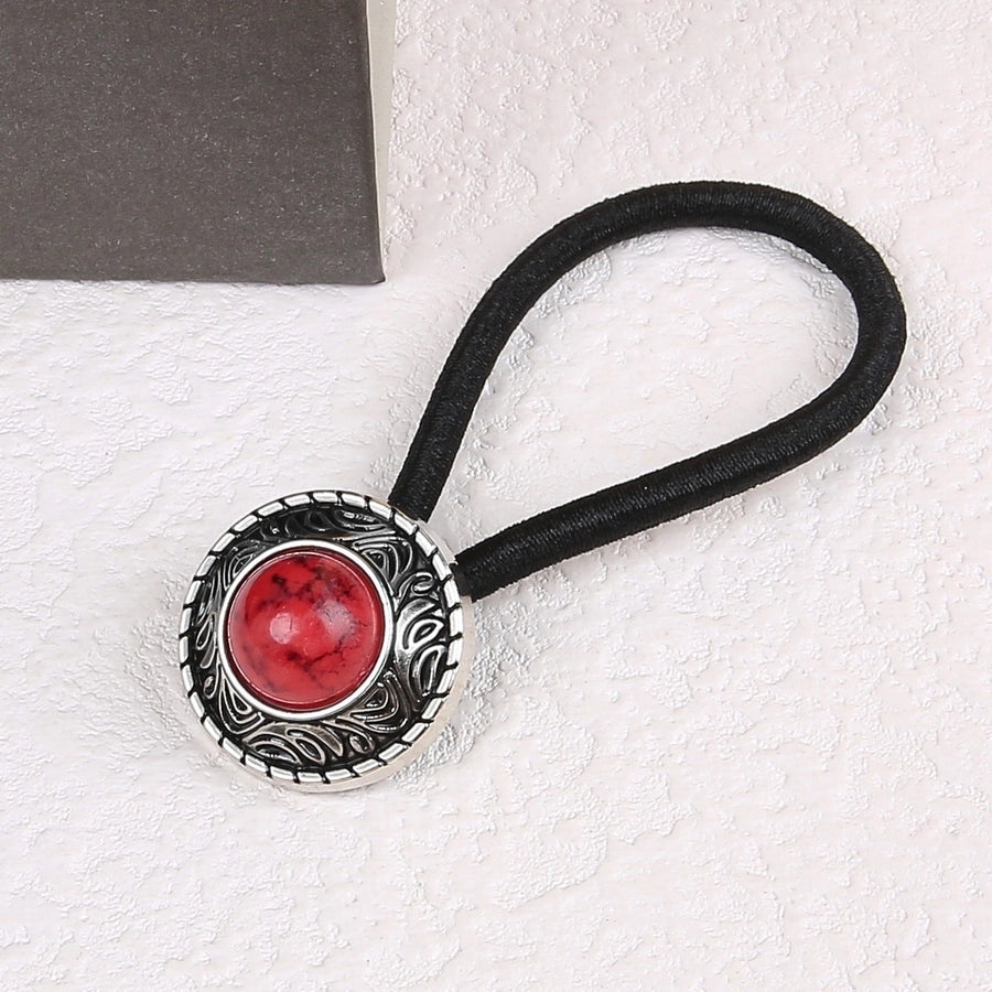 Women's Classical Ethnic Style Classic Style Cross Round Cattle Alloy Polyester Inlay Turquoise Hair Tie