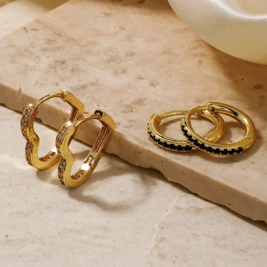 1 Pair Glam Lady Shiny Geometric Inlay Copper Zircon K Gold Plated Rhodium Plated Ear Studs