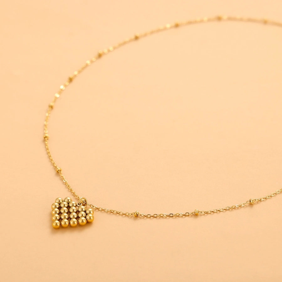 Jewelry Simple Style Heart Shape 304 Stainless Steel Zircon 18K Gold Plated Pendant Necklace