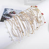 women's simple style waves flower bow knot metal inlay pearl zircon hair band