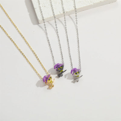 Copper 14K Gold Plated Inlay Skull Zircon Pendant Necklace