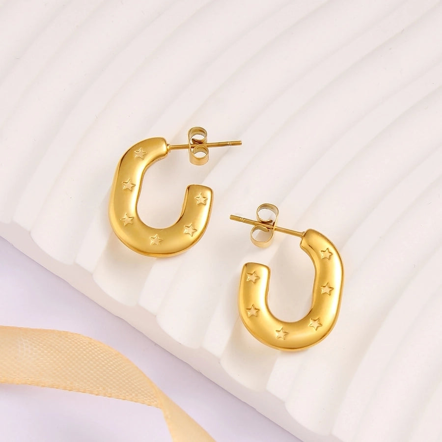 1 Pair Simple Style Commute Pentagram 304 Stainless Steel 316 Stainless Steel  18K Gold Plated Ear Studs