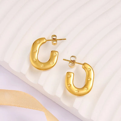 1 Pair Simple Style Commute Pentagram 304 Stainless Steel 316 Stainless Steel  18K Gold Plated Ear Studs