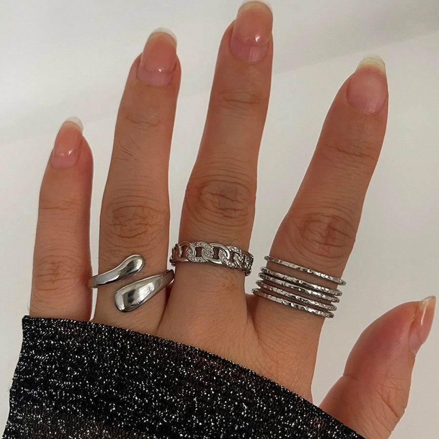 Jewelry IG Style Nordic Style Commute Solid Color 316L Stainless Steel  18K Gold Plated Irregular Open Rings