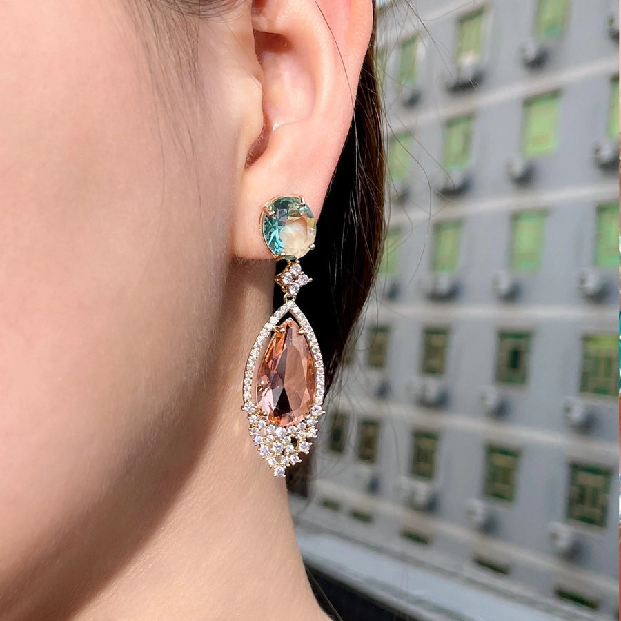 1 Pair Elegant Sweet Oversized Water Droplets Inlay Copper Zircon Rose Gold Plated Rhodium Plated Drop Earrings