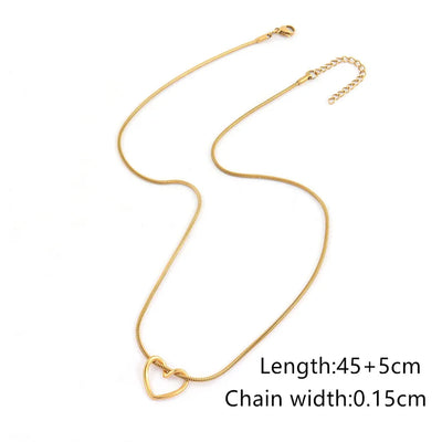Wholesale Jewelry Simple Style Classic Style Heart Shape 201 Stainless Steel 304 Stainless Steel Pendant Necklace snake chain