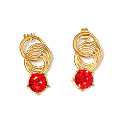 1 Pair Retro Geometric Round Plating Titanium Steel Zircon Drop Earrings