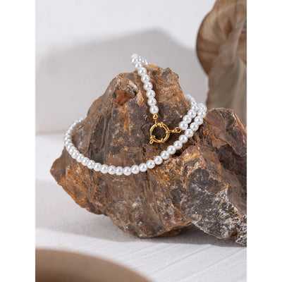 Jewelry Simple Style Classic Style Round 304 Stainless Steel Beaded Pearl Necklace