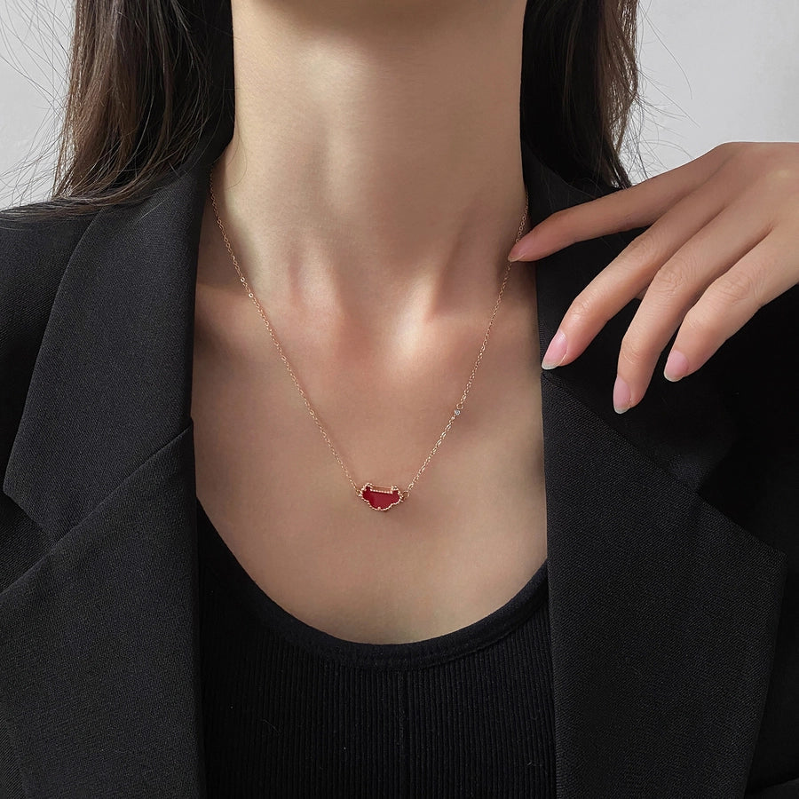 Jewelry Simple Style Lock 304 Stainless Steel Copper Acrylic Moissanite Rose Gold Plated Inlay Necklace