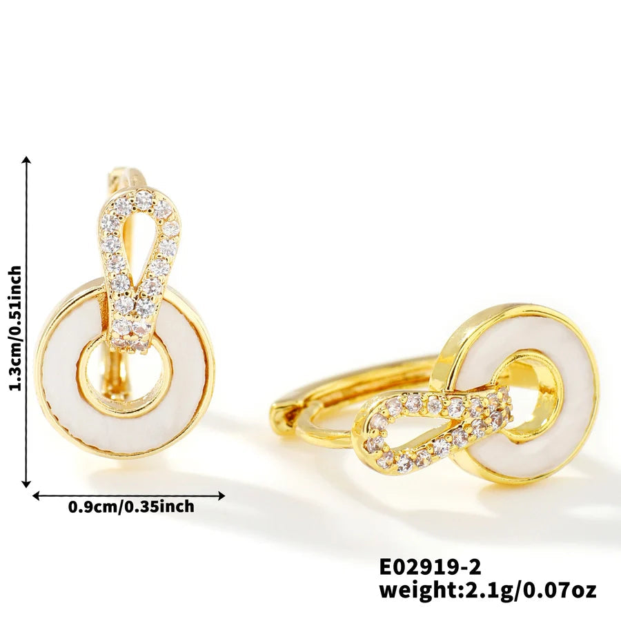 1 Pair Elegant Basic Geometric Inlay Copper Zircon K Gold Plated Rhodium Plated Ear clip