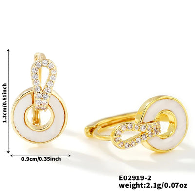 1 Pair Elegant Basic Geometric Inlay Copper Zircon K Gold Plated Rhodium Plated Ear clip