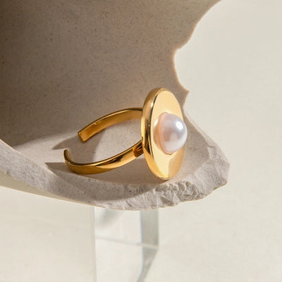 Jewelry Simple Style Classic Style Round 304 Stainless Steel Acrylic 18K Gold Plated Open Rings