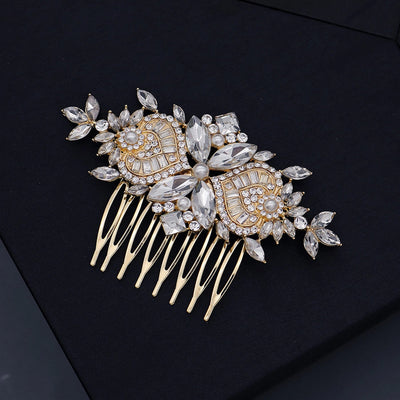 pearl rhinestones simple retro style hair comb bridal combing hair accessories