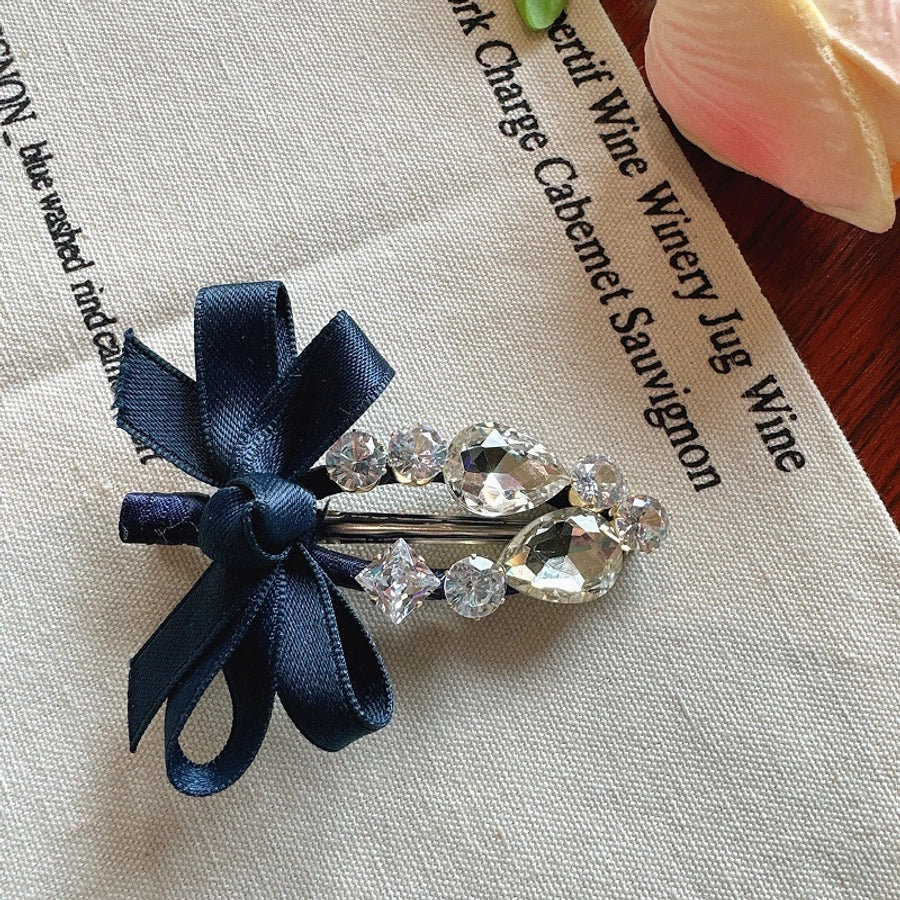 Korean Dongdaemun Hair Accessories Elegant Sweet Bow Rhinestone Hairpin Fashion Bangs Clip Side Clip Women's Side Hairpin