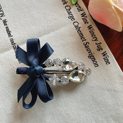 Korean Dongdaemun Hair Accessories Elegant Sweet Bow Rhinestone Hairpin Fashion Bangs Clip Side Clip Women's Side Hairpin