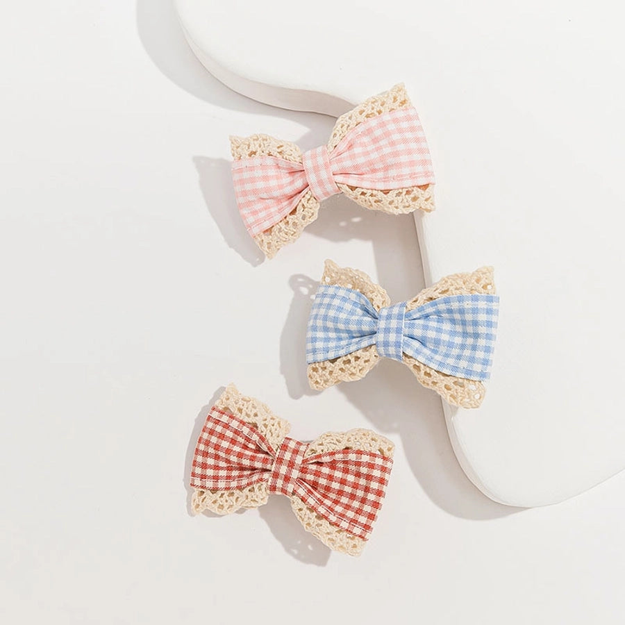 kid's pastoral bow knot cotton lace hair clip
