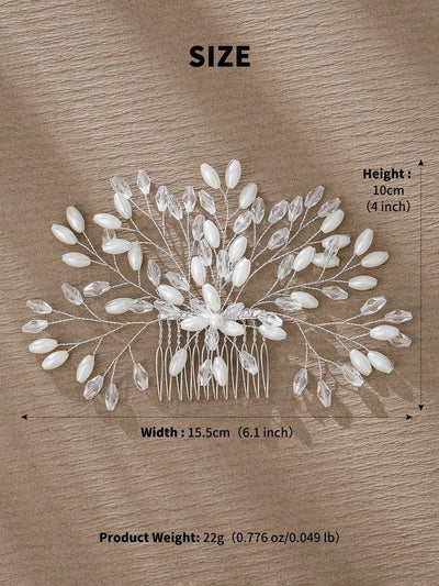 simple style flower artificial pearl inlay pearl insert comb
