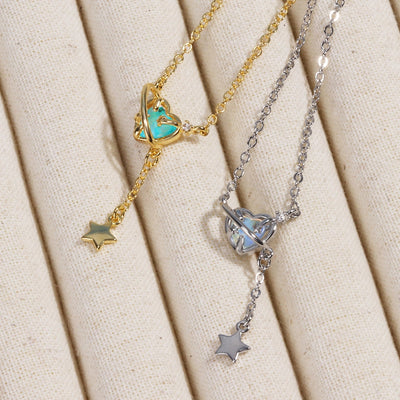 Metal Copper cable chain 18K Gold Plated White Gold Plated Inlay Heart Shape Artificial Gemstones Pendant Necklace