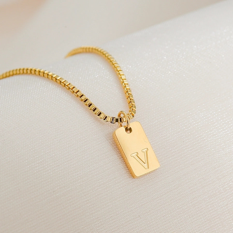 Jewelry Simple Style letter 304 Stainless Steel 18K Gold Plated Pendant Necklace