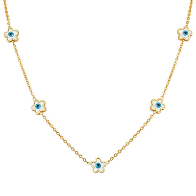 Jewelry Vintage Style Simple Style Heart Shape Eye Flower 201 Stainless Steel Necklace