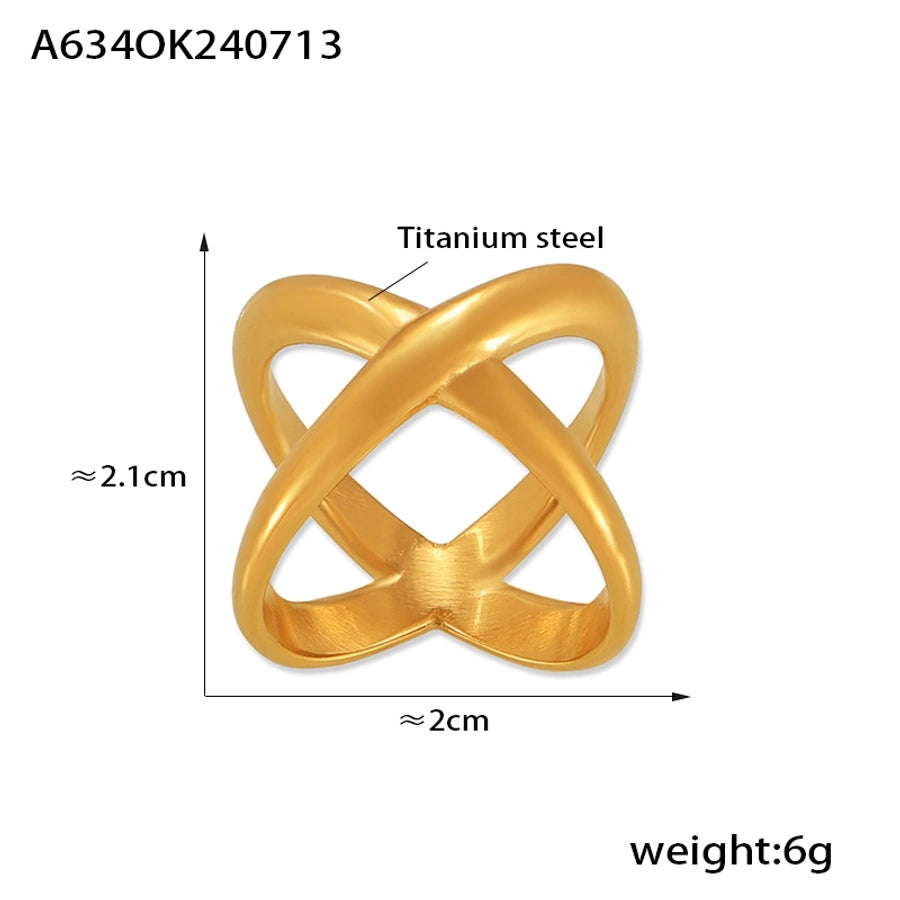 Jewelry Simple Style Classic Style Solid Color Titanium Steel 18K Gold Plated Plating Rings
