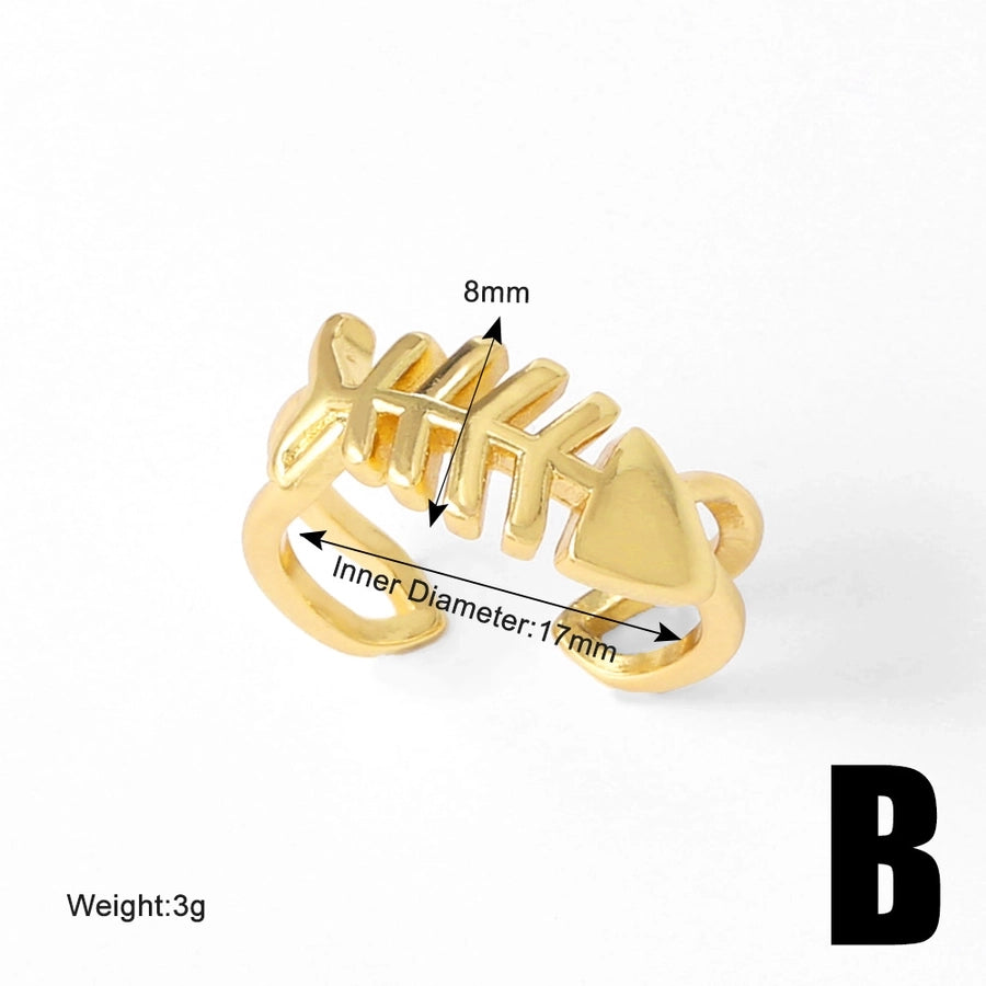 Copper 18K Gold Plated Plating Starfish Conch Fish Bone Open Rings