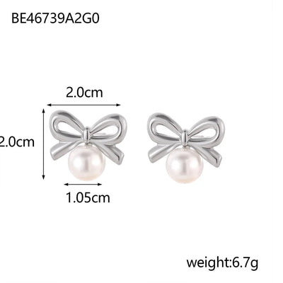 1 Pair Simple Style Bow Knot 304 Stainless Steel 18K Gold Plated Earrings