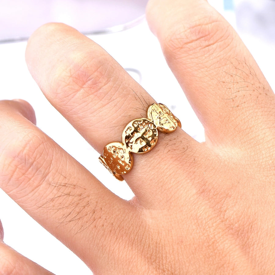 Jewelry Elegant Geometric Solid Color 304 Stainless Steel 18K Gold Plated Open Rings