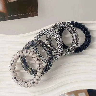 Fashionable Color Telephone Line Hair Ring Headwear Women's High Elastic Durable Tie Hair Rope Rubber Tendon Simple Tie Hair Rope